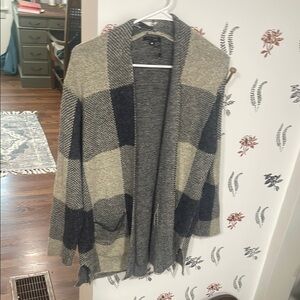 Papermoon Heathered Gray and Navy Cardigan Sweater